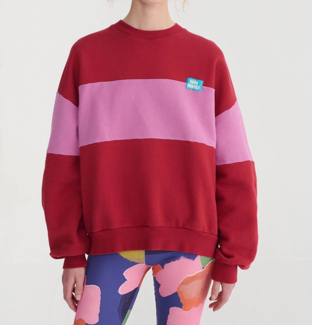 NEW BOBO CHOSES color block relaxed sweatshirt in red